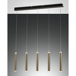 LED Pendant luminaire PRADO, 5x 6,5W, 3000K, 3600lm, IP20, black / gold