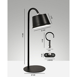 Battery lamp ARMANDA IP54, black dimmable