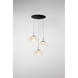 LED Pendelleuchte BRENA, rund, 3-flammig, 30W, 2700/3000/4000K, 3240lm, IP20, dimmbar, cognac
