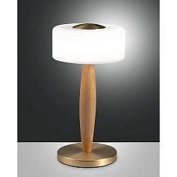 table lamp ELEA IP20, oak, satined brass dimmable