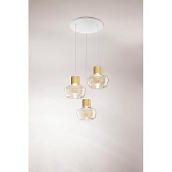 LED Pendelleuchte KINO, rund, 3-flammig, 36W, 3000K, 3900lm, IP20, dimmbar, cognac