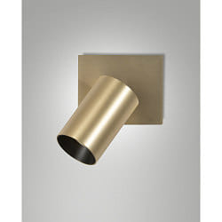 Lese-Spot FLORES, IP20 IK08, 1-flammig, 10cm, GU10 max. 7.5W, Schalter auf Wandplatte, verstellbar, messing satiniert