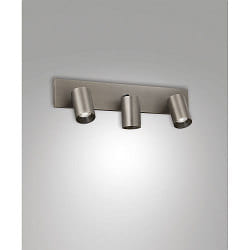 spotlight bar FLORES 3 flames, long GU10 IP20, grey, gunmetal dimmable