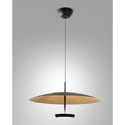 LED Design-Pendelleuchte YUKO, direkt / indirekt, �60cm, 40W 3000K, h�henverstellbar, 3-stufig dimmbar, Blattgold / schwarz