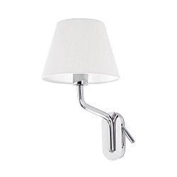 Wandleuchte ETERNA E27, IP20, Leser links, chrom, wei�