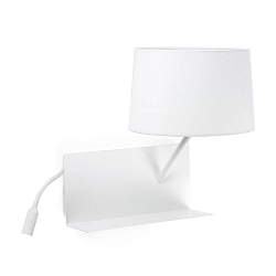 Wandleuchte HANDY E27, IP20, mit rechtem LED-Leser, wei� matt