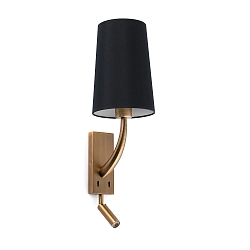 wall luminaire REM E27 IP20, black, antique gold 