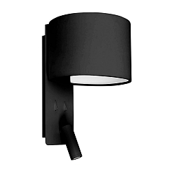 Wandleuchte FOLD E27, IP20 mit LED-Leser, schwarz matt