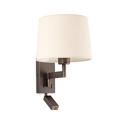 Wandleuchte ARTIS, 1xE27, IP20 + LED-Spot 1W, 3000K, 140lm, bronze, beige
