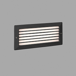 Outdoor LED Wand-Einbauleuchte STRIPE-1, IP54 IK07, mit Diffusor + Raster, 100-240V AC, 5W 3000K 70lm, dunkelgrau
