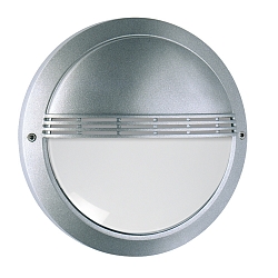 LED Au�enwandleuchte �27cm, IP65, 8W, 3000K, 900lm, mit Gitter, rund, Abdeckung opal, silber