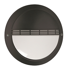 LED Au�enwandleuchte �27cm, IP65, 12W, 3000K, 1400lm, mit Gitter, rund, Abdeckung opal, schwarz