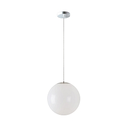 LED Kugelpendelleuchte, �50cm, 355�, 58W, IK06, IP40, DALI dimmbar, PMMA gl�nzend  wei�, 4000K, 8200lm, Baldachin chrom