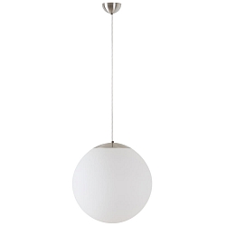 LED Kugelpendelleuchte, �60cm, 355�, 48W, IK01, IP40, schaltbar, Glas wei�, 4000K, 6300lm, Baldachin edelstahl geb�rstet