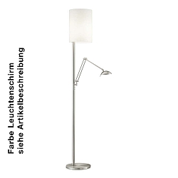 LED Stehleuchte 952, Uplight + Leselicht, 31.5W 2700K, CRi >90, separat dimmbar, Nickel matt / Schirm Chintz Dark Taupe