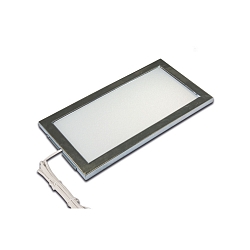 Flache LED Unterbauleuchte LED SKY, IP20, 24V DC, 21 x 11cm, mit LED-24 Steckerkabel 250cm, 6W 3000K 390lm 110�, Edelstahl
