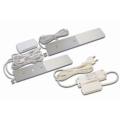 2er Set  LED Unterbauleuchte S-PAD F, inkl. Steckertrafo + Touch-Dimmer + Verteiler, LED 24-Stecker, 2x 3W 3000K, alu eloxiert