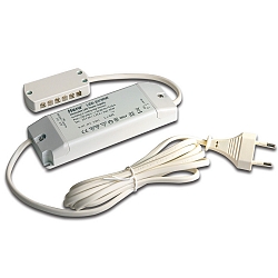 Trafo LED-24/30W dimmbar, Netzanschlussleitung 200cm mit Eurostecker, 12-fach Verteiler