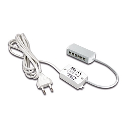 Trafo LED-24/5W Netzanschlussleitung 200cm, mit Eurostecker, 12-fach Verteiler