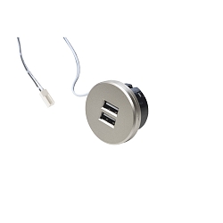 USB Doppelsteckdose 24Vdc, sek. 5V, 1x2.1A / 2x1.05A, max. 15W, Edelstahloptik, inkl. Adapterring