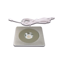 Recessed LED spot AQ 78-LED, angular, 9 x 9cm, with LED24-plug, CRi>95, glare-free, fixed, 7.5W 4000K 450lm 80�, inox