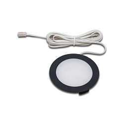 LED Fl�chenleuchte FR 68-LED, Einbau / Aufbau, rund, IP44, mit LED-24 Anschluss, CRi>90, 4W 3000K 270lm 110�, schwarz