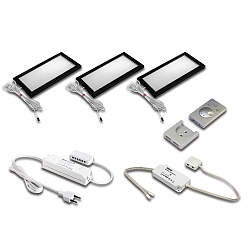 3er Set Unterbauleuchte DYNAMIC LED SKY 6W + Anbau Fernbedienung + LED Trafo 30W, schwarz