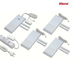 4pc. set of LED L-Pad 7.5W 3000K, with IR-dimmer + LED transformer 24/15W/30W, white
