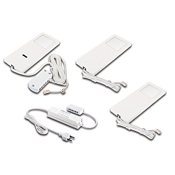 3er Set LED Unterbauleuchte LED SLIM-PAD F, IP20, mit IR Dimmer + Trafo LED-24 / 30W, 5W 3000K, wei�