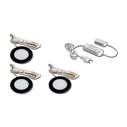 LED Einbauleuchte, � 6,8cm, 9W, 3000K, 630lm, IP20, 3er Set, schwarz