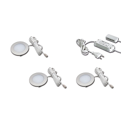 3er Set FR 55-LED 3W 4000K, Edelstahloptik + LED Trafo LED-24 / 15W