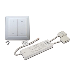 Wandtaster DYNAMIC ZigBee / Alexa, 15-Kanal, f�r CCT Switch / TW, Piezo-Impuls, mit Controller 96W + 6-fach Verteiler, wei�
