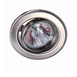 Heitronic Recessed spot round, GU5,3, brushed stainless steel, with aluminum reflector, swiveling
