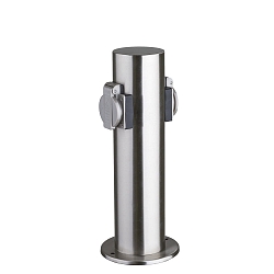 Outdoor Energieverteiler TOKIO, IP44, zylindrisch, mit Kindersicherung + Federdeckel, V2A Edelstahl, 2-fach