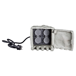 Outdoor Energieverteiler STEIN, IP44, mit 150cm Steckerkabel + Klappdeckel, 4-fach
