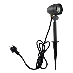 Outdoor Erdspie�-Strahler MALEA, IP44, GU10 max. 3,5W, neigbar, mit 5m Steckerkabel, schwarz