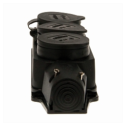 Steckdosenleiste, IP44, 3-fach, max. 3600W, 250V, schwarz