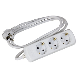 Steckdosenleiste, 3-fach, 3G 1.5mm�, wei�, geeignet f�r DE / FR /B, mit 150cm Anschlusskabel