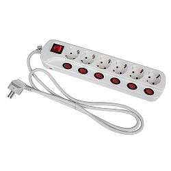 Tischsteckdose, IP20, 6-fach, wei�