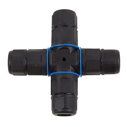 Outdoor Kreuz-Kabelverbinder, 3-polig, IP68, schwarz