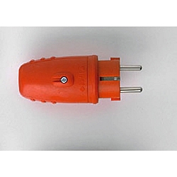 Schutzkontakt-Gummi-Stecker, 2-polig, 250V, max. 16A, 3x 1.5mm�, IP44, rot