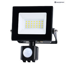 Outdoor LED Flutlichtstrahler BOLTON 2.0, mit Sensor, IP44, 50cm Kabel (offen), Alu schwarz, 20W 3000K 1620lm