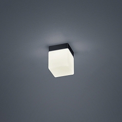 ceiling luminaire KETO square, switchable, with diffuser IP44, black matt 