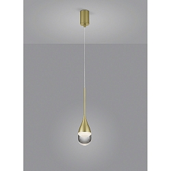 LED Pendelleuchte DEEP, 5.5W 2700K 450lm, CRi >90, Pendel 10-180cm, Aluminium / Glas teilsatiniert, mattgold
