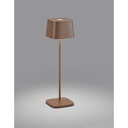 Outdoor LED Akku-Tischleuchte KORI, IP65, 2.2W 2700K 120lm, indirekt, mit Touch-Dimmer, rostbraun