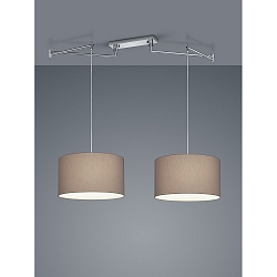 Pendelleuchte CERTO 2, 2-flammig, IP20, E27, chrom, Schirm mocca