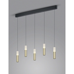 pendant luminaire LIDOS 5 flames, direct / indirect IP20, black matt dimmable