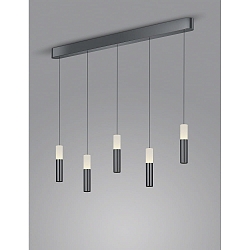pendant luminaire LIDOS 5 flames, direct / indirect IP20, black chrome dimmable