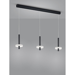 LED Pendant luminaire KEA LED, 3 flames, IP20, black matt