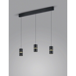 pendant luminaire ROK 3 flames, adjustable, direct / indirect, focusable IP20, gold matt, black matt dimmable